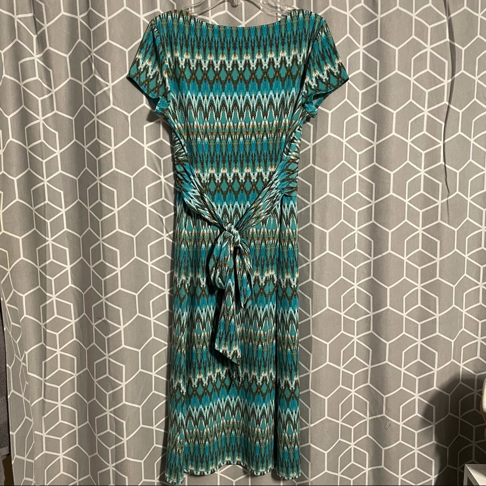 Sent to  Thredup-BCBGMAXAZRIA zigzag twist front dress in teal - Picture 12 of 15